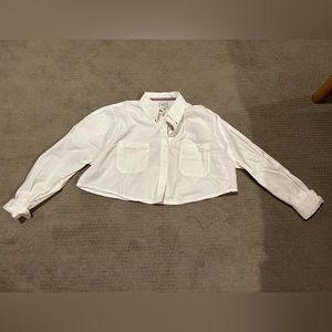 Cropped White Button Down